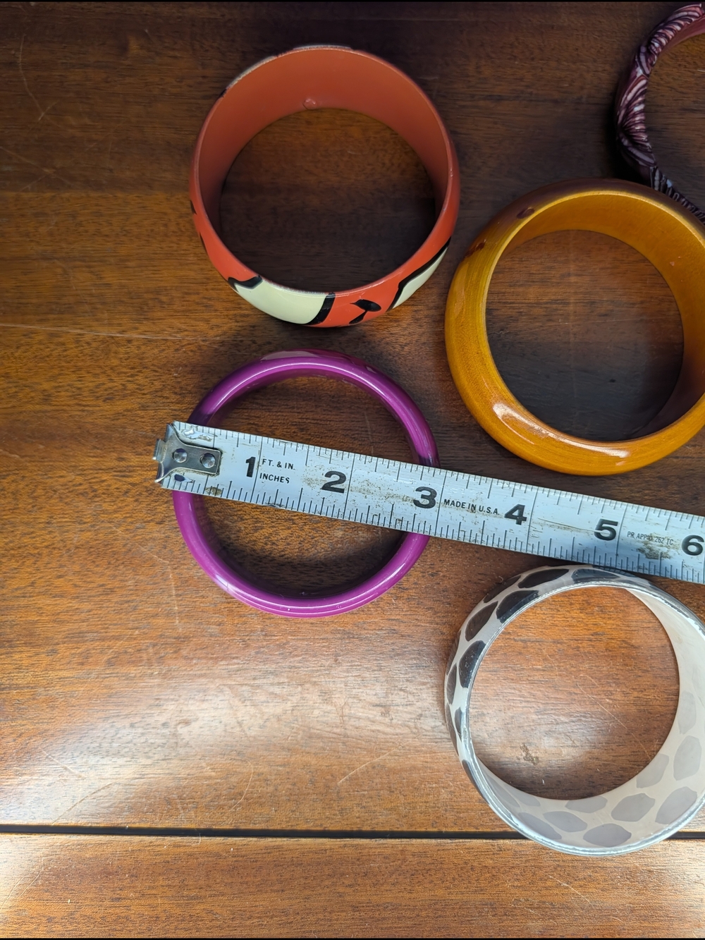 Vintage Mid Century Stacking Bangle Bracelet Lot 6pc Retro Lucite Acrylic Wood - Picture 8 of 16